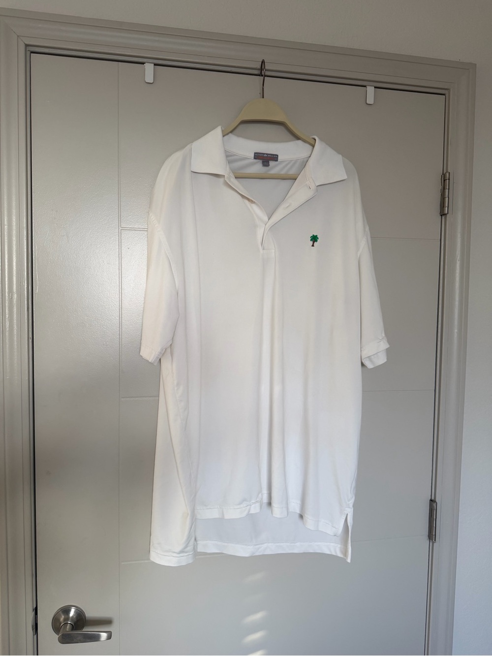 Peter Millar White Polo with Green Palm Motif